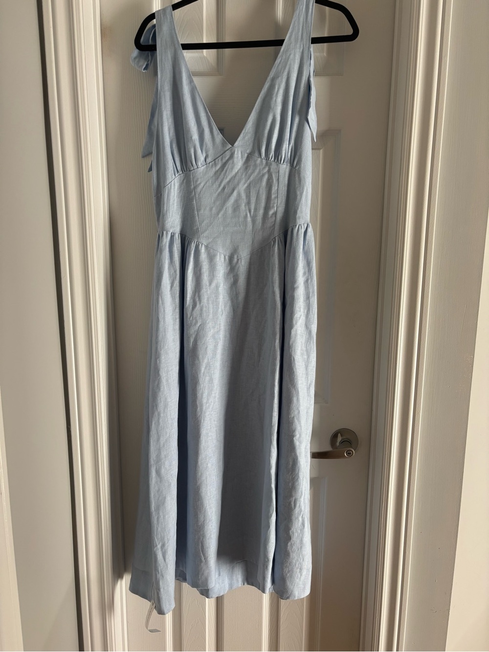 Park & Fifth Hawthorne Dress Midi Tie-Shoulder Blue Medium